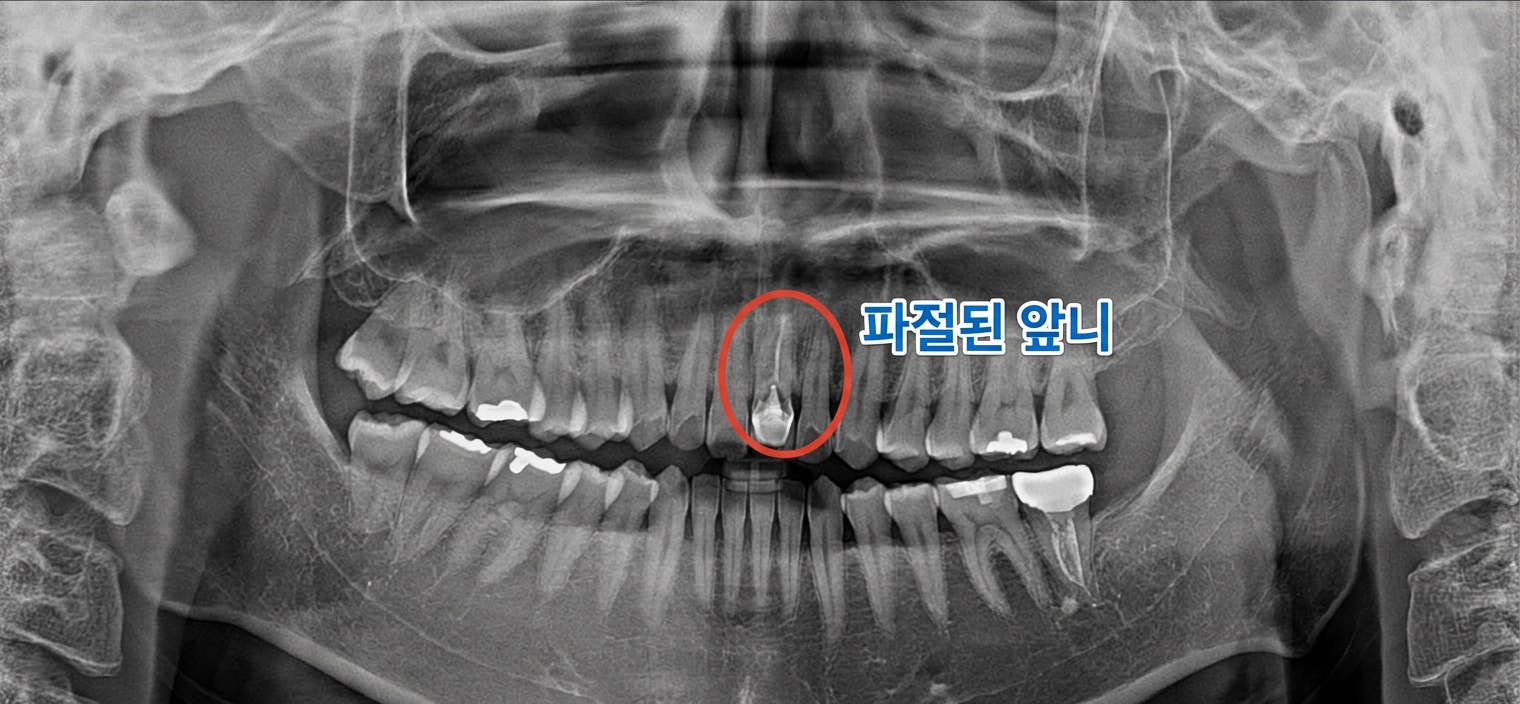 [치료 전] #21치아 치과 파절로 발치가 필요한 상태로 내원