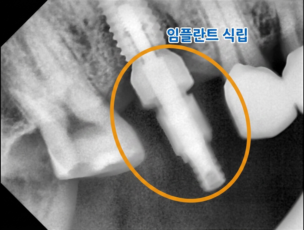 치과용 방사선 사진을 통한 임플란트 고정체의 안정적인 식립 상태 확인
