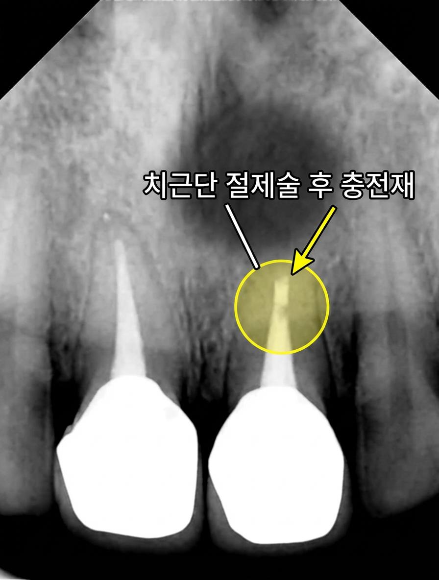 21번 치근단 절제술 직 후